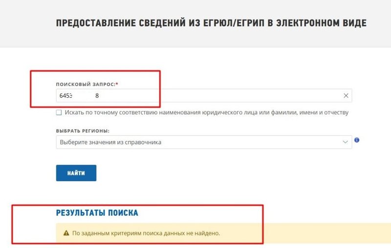 Система ЕГРЮЛ/ЕГРИП не ищет по ИНН физлиц