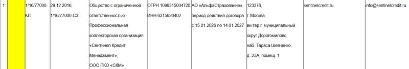 Информация о коллекторском агентстве «СКМ» в реестре ФССП